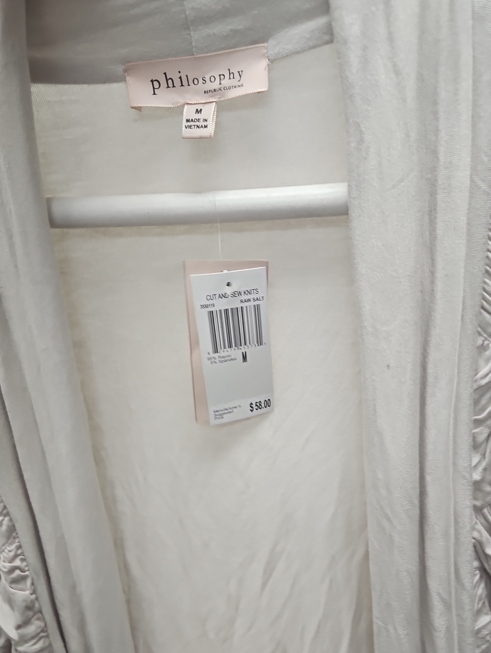 philosophy Light Gray Ruched Open-Front Cardigan - Picture 5 of 5